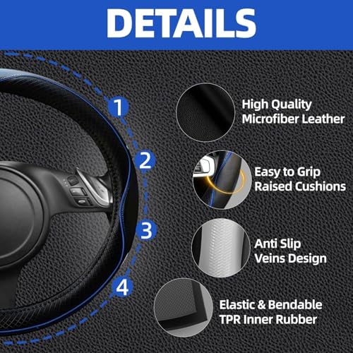 NBTEPEM 10 PCS Leather Car Seat Covers Front Seats Set, 14.5”-15'' Sporty - Image 3