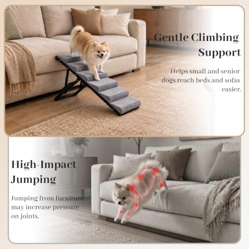 Dog Ramp for Bed, Foldable Dog Ramp, 5 Adjustable Heights, 150 lb - Image 7