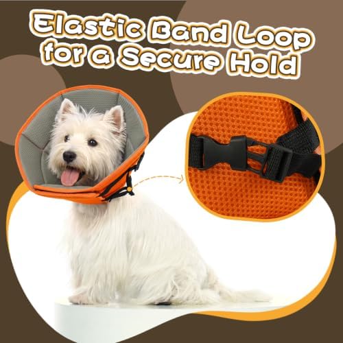 Allroaring Adjustable Dog Cone for Spay, Comfy Recovery Collar Orange L - Image 4