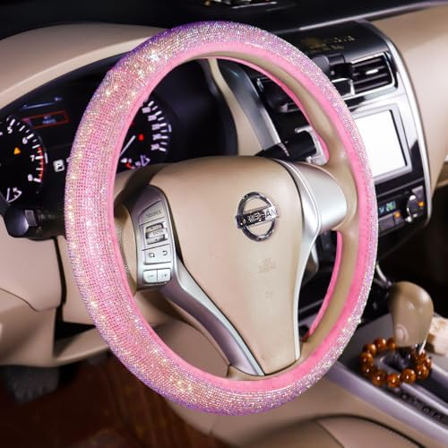 Car Steering Wheel Cover Pink for Women Bling Accessories Diamond Universal - Image 3