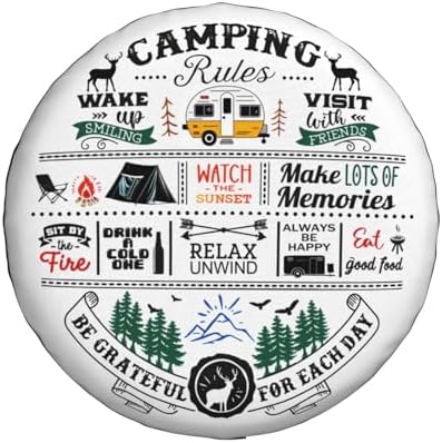 Camping Rules Spare Tire Cover Camper Wheel Covers Weatherproof Universal Wheel - Image 2