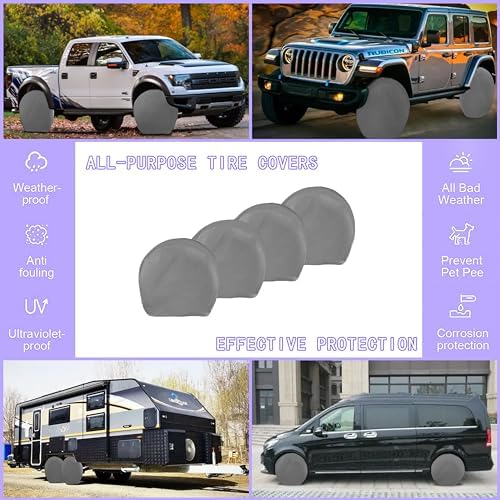 MORNYRAY Tire Covers 4 Pack, Waterproof Anti-UV Snow Sun Rain Tire Covers - Image 4