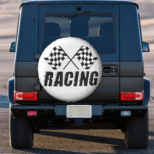 Checkered Racing Race Flag Weatherproof Spare Tire Cover - Image 3