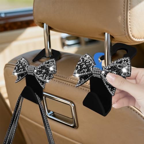 2PCS Car Seat Headrest Hooks, Car Bag Hooks, Cute Bow Knot Vehicle Seatback - Image 4