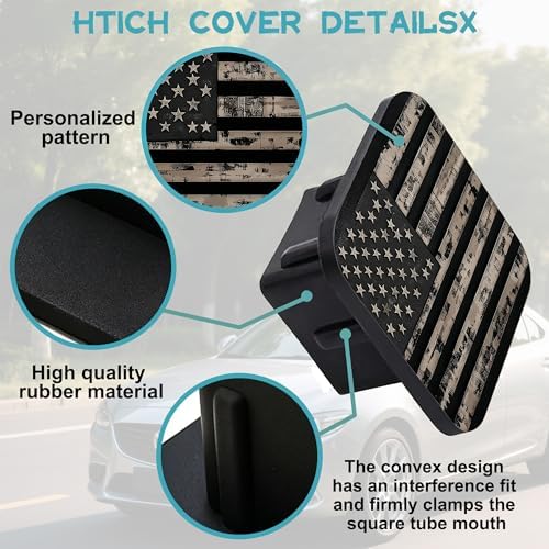 Hitch Cover Fits for 2 Inch Hitch Vintage American Flag Towing Hitch Plug for - Image 3