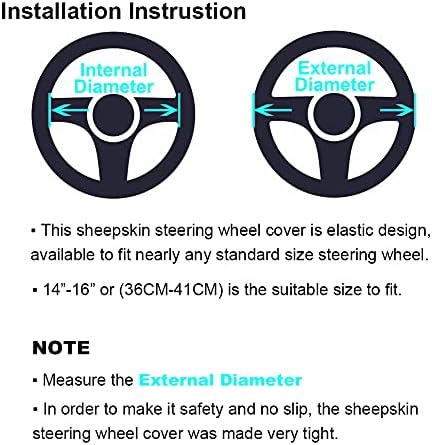 OGLAND Fuzzy Sheepskin Car Steering Wheel Cover - Image 4