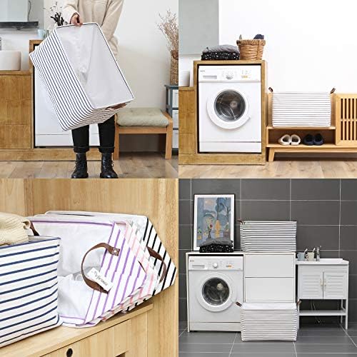 Hinwo 2-Pack Extra Large Canvas Fabric Storage Baskets - Image 3