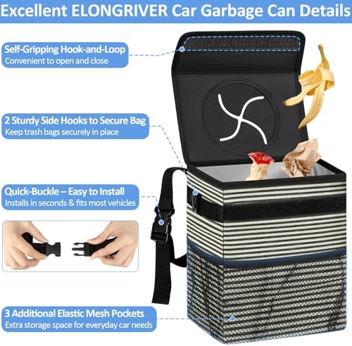 ELONGRIVER Leak Proof Car Trash Can - Image 4