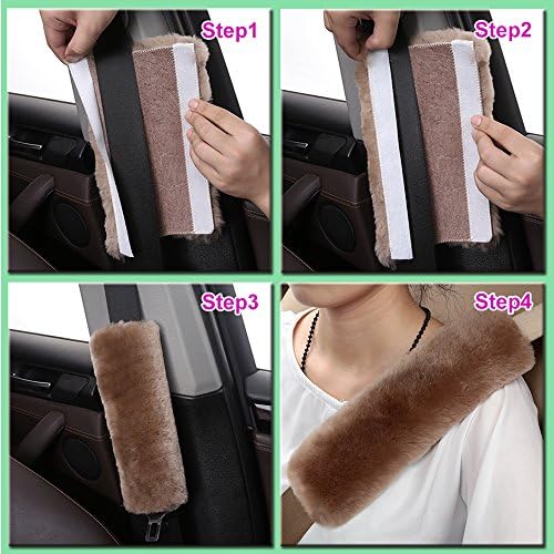OGLAND 2 Pack Sheepskin Car Seat Belt Cover Pads | Wool Seatbelt Cushions - Image 6
