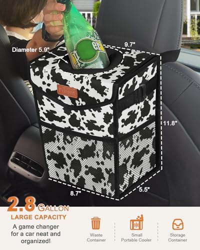 Pritent Car Trash Can with Lid Leakproof Car Garbage Bag Vehicle Trash Bin - Image 2