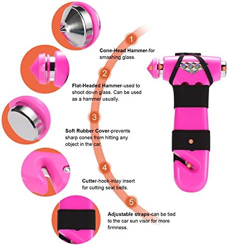 THINKWORK 2PC 3-in-1 Pink Car Safety Hammer Gift - Image 2