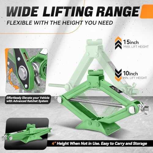 Auto Dynasty Scissor Jack, 1.5 Ton Portable Car Lift Jack, Quick Lift Car Tire - Image 3