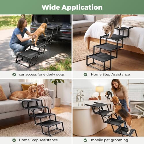 4‑Step Dog Stairs for Car Trunk, 18.5" Wide Foldable Lightweight Pet Stairs - Image 4