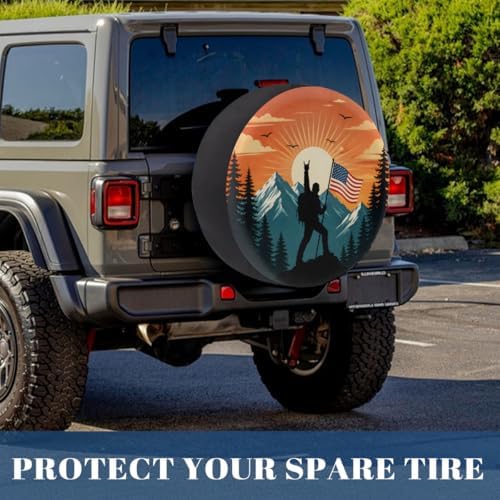Silhouette American Flag Spare Tire Cover Wheel Covers Protectors Waterproof - Image 6