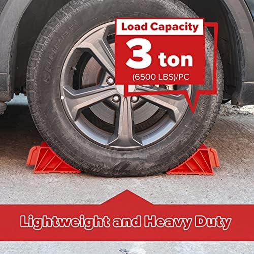 Wheel Chocks, for RV Trailer Camper Truck, Heavy Duty ABS 2 Pack Red - Image 5