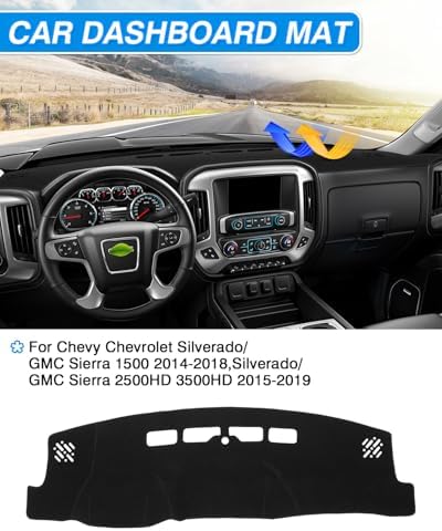 Cartist Black Dash Cover for 2014-2018 Chevrolet Chevy Silverado/GMC Sierra - Image 2