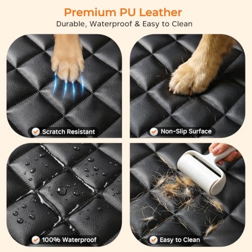 URPOWER Dog Car Seat Cover for Back Seat, Waterproof PU Leather - Image 4