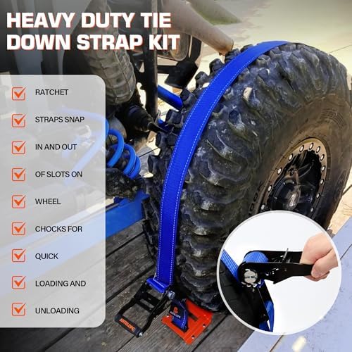 A ANTELOPE Heavy Duty Wheel Chock Tie Down Kit 4pk Trailer Tire Straps - Image 7