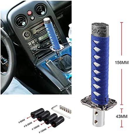 RYANSTAR Katana Shift Knob Samurai Sword Design 4 Adapters Blue White - Image 5