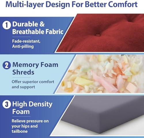 IASEAHK Memory Foam Dining Chair Cushions, 16.5"x16.5"x3.5" - Image 6