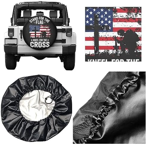 Spare Tire Cover American Flag Cross Wheel Covers 14 Inch No Camera Hole - Image 5