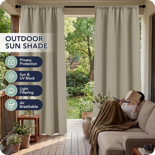Outdoor Curtains for Patio Waterproof, 8 Panels, Rod Pocket - Image 3