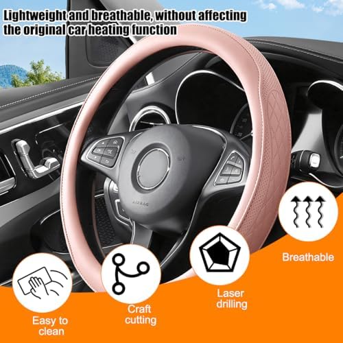 Zpana 14.5-15" Car Steering Wheel Cover, Breathable Soft Leather - Image 4