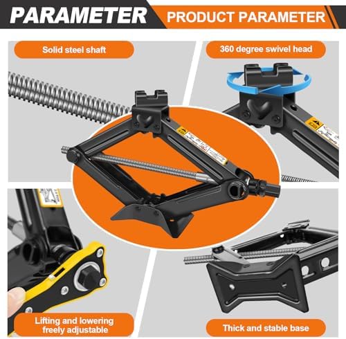 HSHa Car Jack Kit Scissor Jack for Car 2 Ton, 4.33"-15.35" Lifting Range - Image 3
