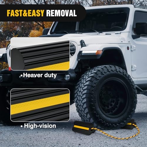 Nilight Wheel Chocks Rubber Yellow Reflective Strips 4 Pack - Image 4