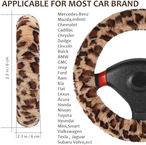 Accmor Fuzzy Car Steering Wheel Cover, Universal Fit Fur Auto Wheel Cover & - Image 2