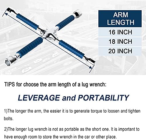 ETERNA Professional 20" Four Way Lug Wrench, Car Wheel Lug Nut Cross Wrench - Image 5