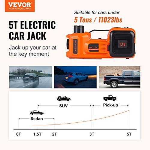 VEVOR Electric Car Jack, 5 Ton/11023 LBS Hydraulic Jack Lift - Image 2