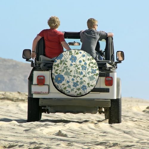 Camping Spare Tire Cover 18inch Blue Green Vintage Floral Spring Polyester - Image 6