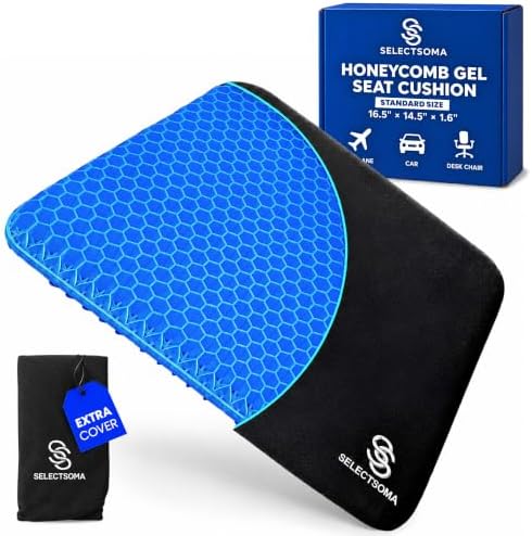 Gel Seat Cushion for Long Sitting, Pressure Relief for Tailbone and Back by SelectSoma