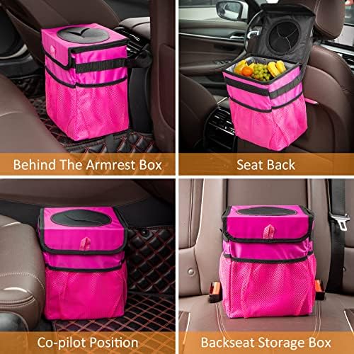 Car Trash Can Foldable Garbage Bin Leakproof 2.3 Gallons Car Trash Bag Pink - Image 6