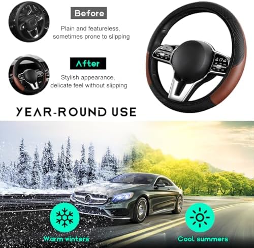 Car Steering Wheel Cover, 15 inch Carbon Fiber Microfiber Leather Elastic - Image 6