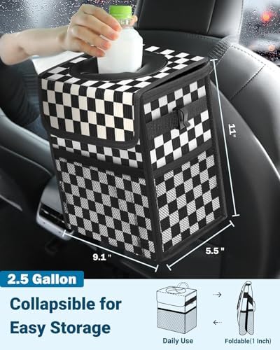 Capolo Car Trash Can with Lid, Leakproof Car Garbage Can Car Trash Bag - Image 2