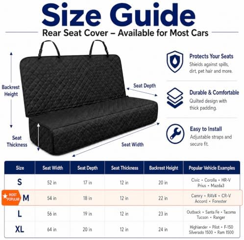 Back Seat Cover for Dogs, 600D Waterproof Non-Slip Car Seat Protector - Image 2