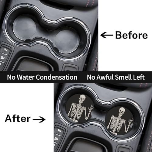 Skull Gothic Car Cup Holder Coasters 2 Pack 2.63" - Image 2