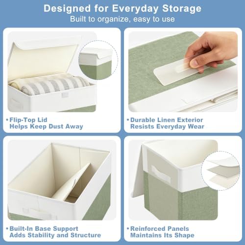 Bagnizer Large 22 Quart Linen Fabric Foldable Storage Bin Cube Organizer Basket - Image 6