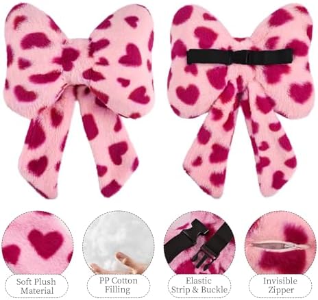 2 Pack Bow Car Headrest Pillow Comfortable Soft Plush Head Rest Cushion - Image 4