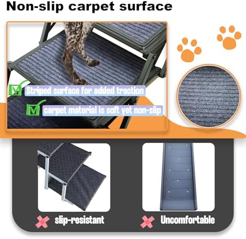 Dog Ramp for Car Truck and SUV Dog Stairs for Large Dogs Folding Pet Stairs - Image 2
