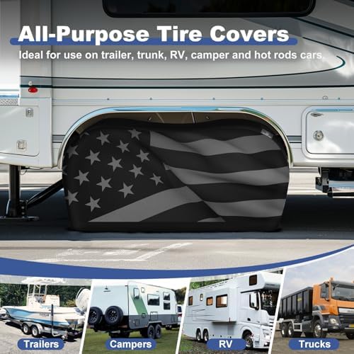 Explore Land Dual Axle Tire Cover Fit Tire Diameter 29-31.75, American Flag - Image 5