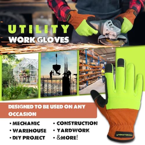 HANDLANDY Work Gloves for Men & Women, Utility Mechanic Working Gloves Touch - Image 6