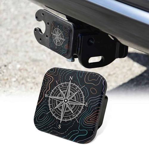 2 Inch Compass Topographic Map Trailer Hitch Cover Rubber Receiver Tube Plug Cap by Unknown