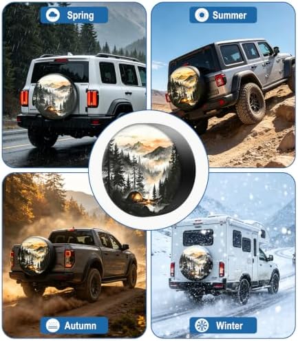 RV Spare Tire Cover Mountain Lake Tree 14in Waterproof Universal Fit - Image 6