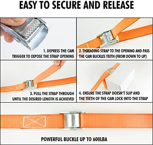 Cartman 1" x 12 ft Lashing Straps, 2 Pack, 600 lb Break Strength - Image 4