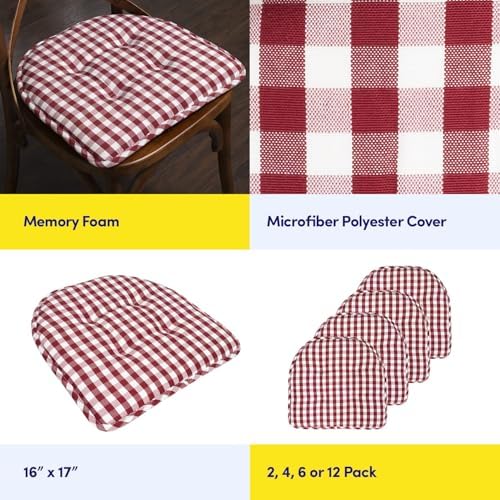 Sweet Home Collection Chair Cushion Memory Foam Pads Tufted Slip Non Skid - Image 6