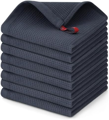 Homaxy 100% Cotton Waffle Weave Dish Cloths, 8 Pack, Dark Grey by Homaxy