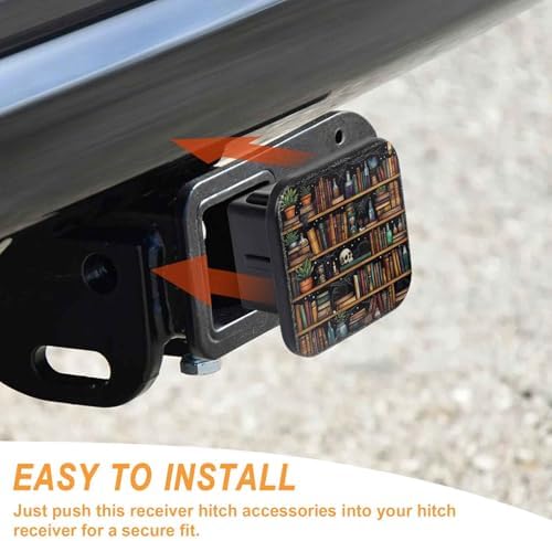 Magical Cat Library Bookshelf Tow Hitch Covers Heavy Duty Rubber Trailer Hitch - Image 4